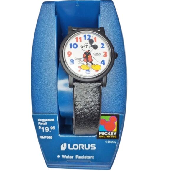 Disney X Lorus Mickey Mouse Blue & Red Plastic VTG Watch NOS - Picture 1 of 13